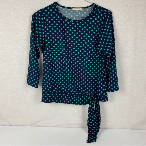 Coco’s CloZet Blue Green Polka Dot Top Blouse Size S - Picture 1 of 7